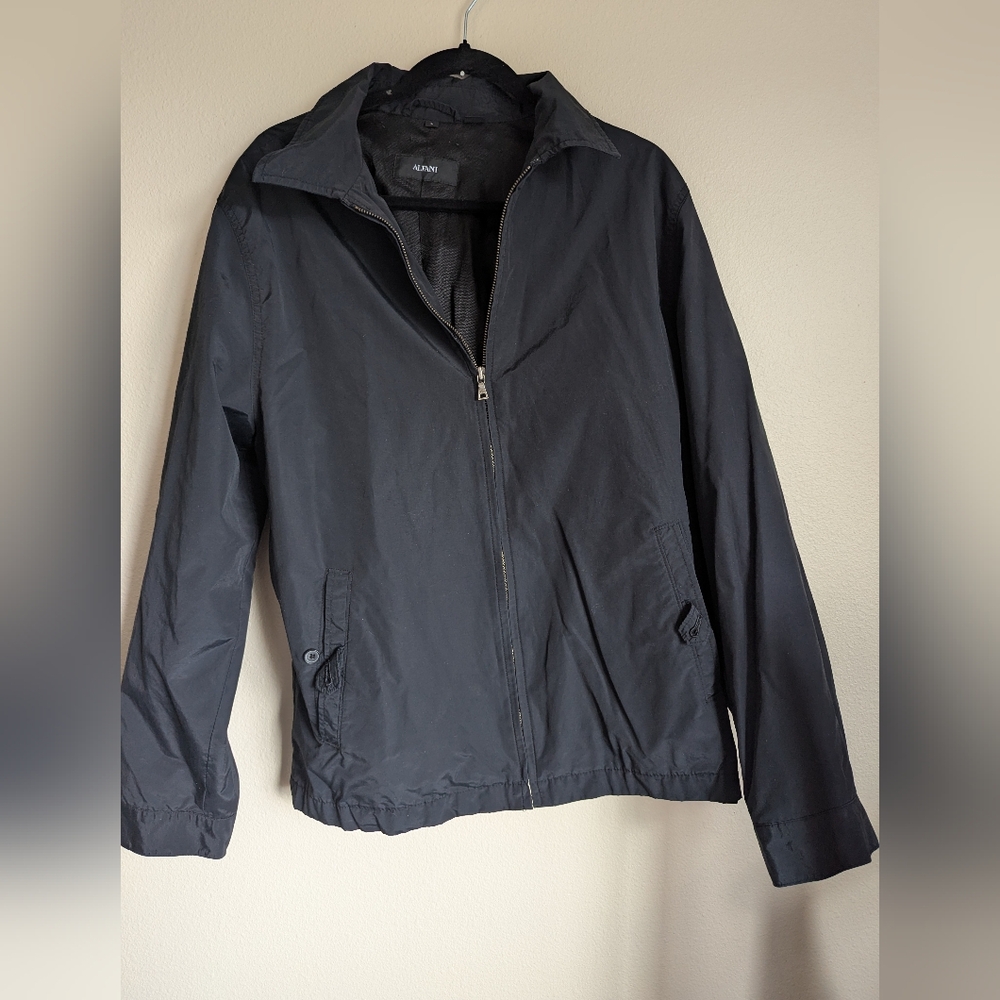 Alfani Black Windbreaker Jacket Lightweight Design Size L